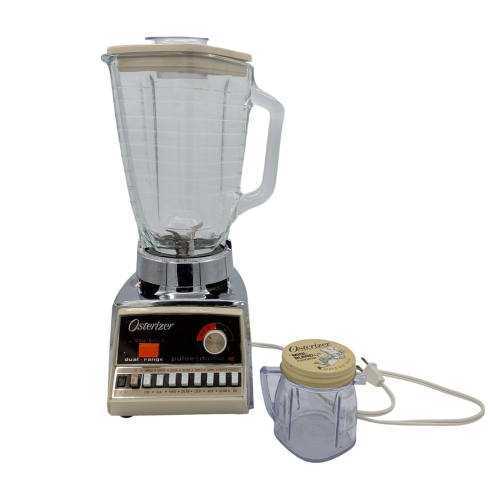 Vintage Osterizer Pulse-Matic 16 Dual Range Blender Chrome Glass Jar Mini-Blend